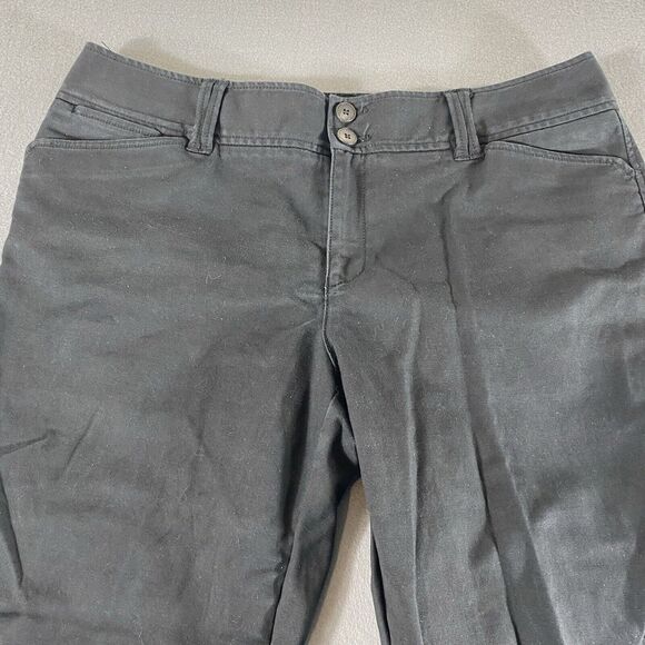 Eddie Bauer Pants Womens 14 Black Mid Rise Stretch Straight Flat Front Preppy - Picture 2 of 13